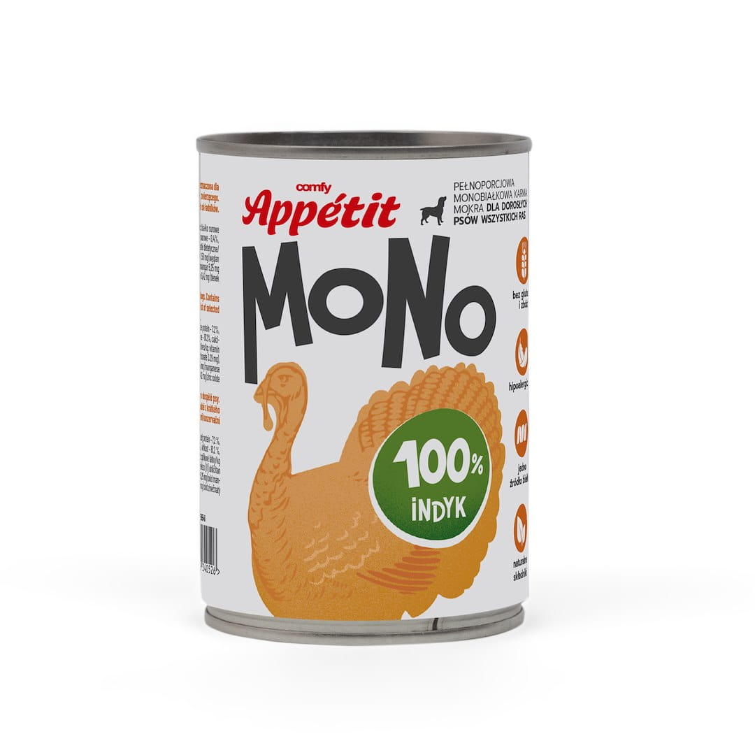 Comfy Appetit Mono Indyk Monoproteinowa Karma Mokra Dla Psa Puszka 400g